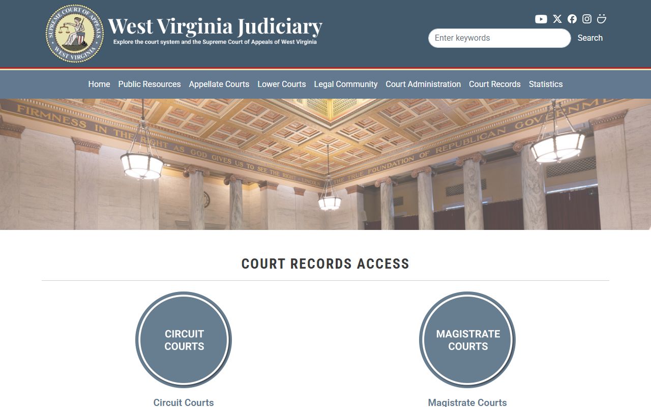 Greenbrier County court records after jail arrest judiciary search page