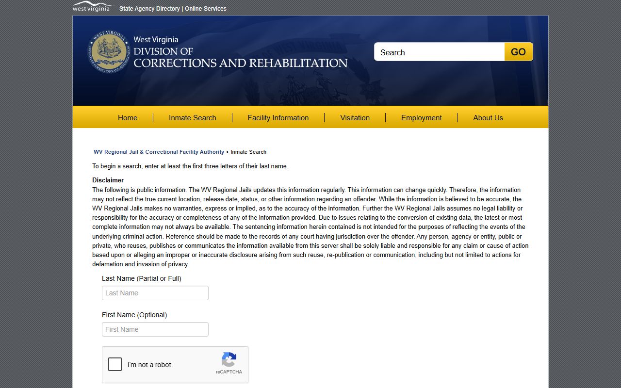 Greenbrier County inmate population jail roster search form